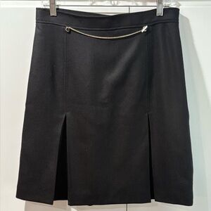 Massimo Dutti Black Wool Skirt with Gold Detail 10